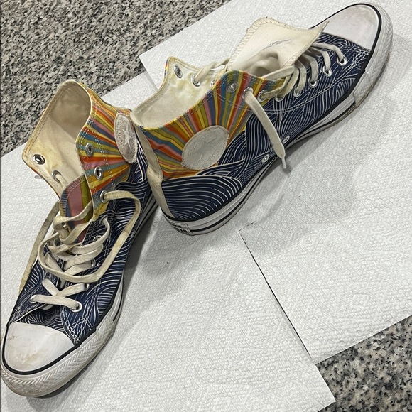 Converse Shoes - Converse High-Top Sneakers with Blue and White Design